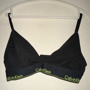 Calvin Klein black neon green bralette triangle bra M NWOT adjustable back bra